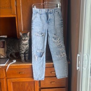 SO Light Blue Distressed High Rise Jeans